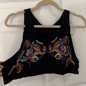Beaded printed crop top
